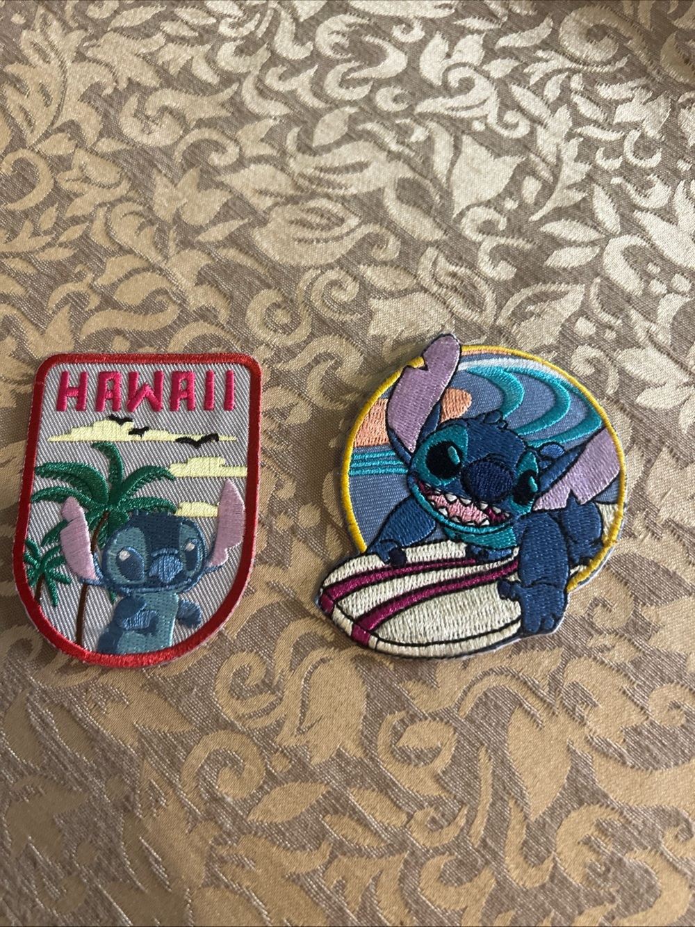 Lot Of Two Lilo Stitch Iron On Patches Cartoon Surfing Hawaii